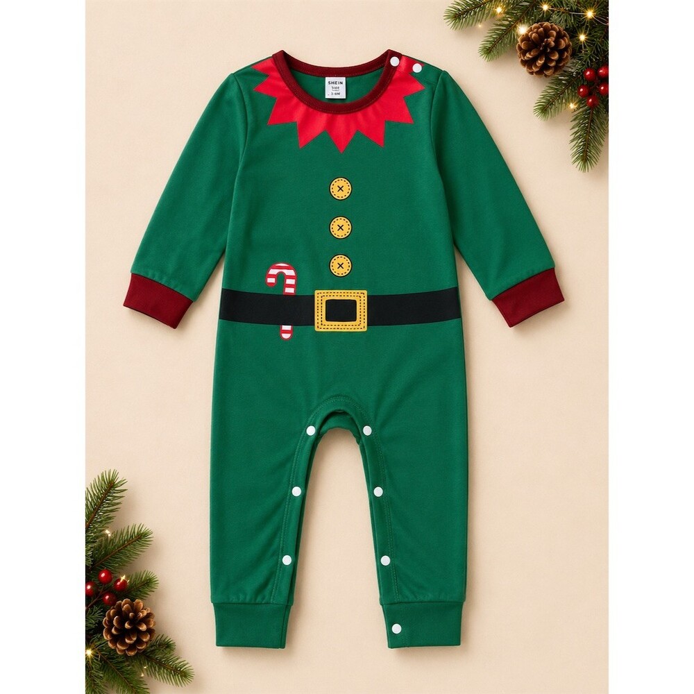 SHEIN Baby Toddler Romper Size 2T Green Red Christmas Elf One-Piece